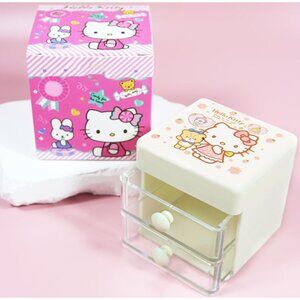 Hello Kitty Double-Layer Mini Drawer Organizer Desktop Storage Stickers Jewelry
